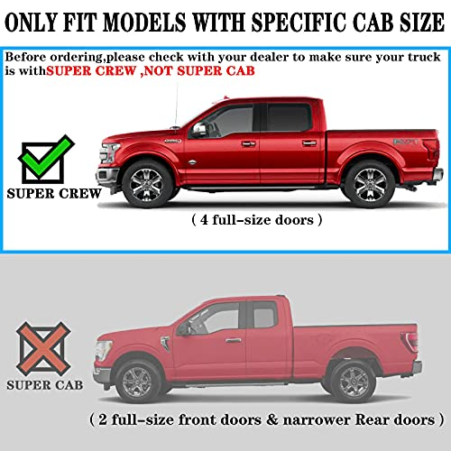 Running Boards Compatible with 2015-2024 Ford F150 Crew Cab. 3.5 Inches Oval Nerf Bars 7X Style.- COMNOVA AUTOPART