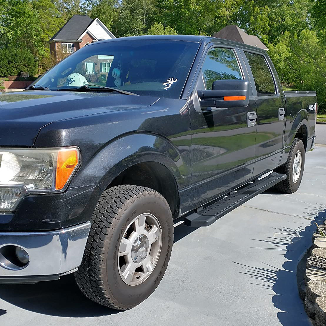 KAX Black Running Boards For 1999-2016 Ford F-250 F-350 Super Duty Crew Cab – 500lb Capacity