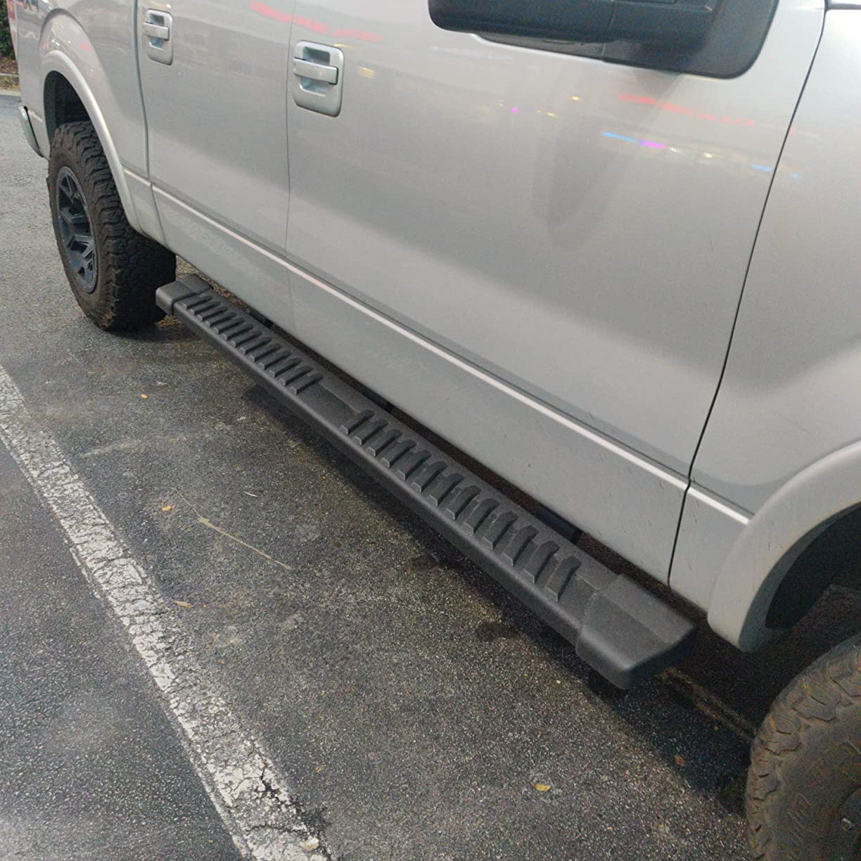 Black Running Boards Compatible with 2017-2024 Ford F250 Superduty Crew Cab(4 Full Size Doors) V6 Style.