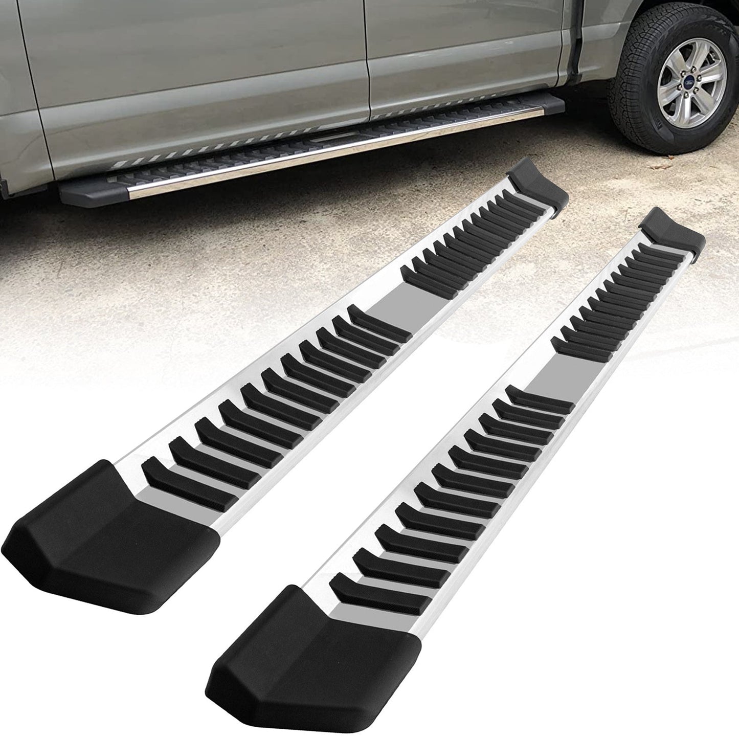 Running Boards Compatible with 2015-2024 Ford F150 Super Cab£¨3/4 Size Rear Doors£©V6 Style.- COMNOVA AUTOPART