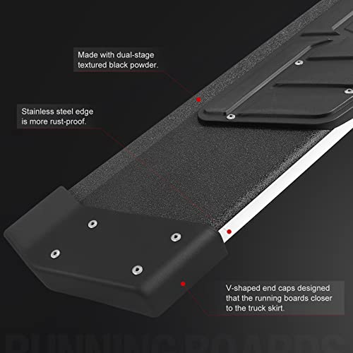 COMNOVA 6.5 Inches Aluminum Running Boards Compatible with 2019-2024 Dodge Ram 1500 New Body Style Crew Cab K65R Style.- COMNOVA AUTOPART