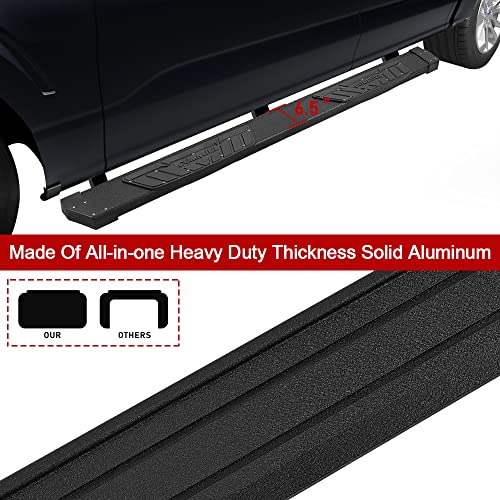 3STONZ 83" Black Running Boards For 2019-2025 GMC Sierra 1500 Crew Cab – Textured Steel Side Steps With Hardware