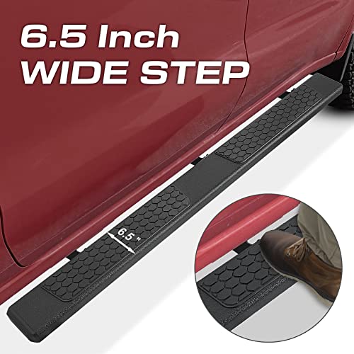 Black Running Boards for 2019-2024 Chevy Silverado/GMC Sierra 1500 Crew Cab & 2020-2024 Siverado/Sierra 2500HD 3500HD Crew Cab DH6 Style.- COMNOVA AUTOPART