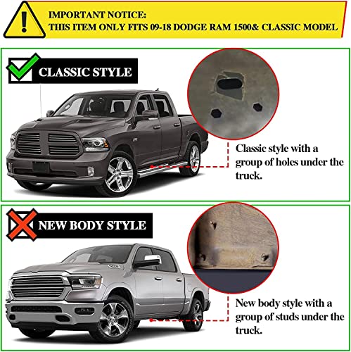 Aluminum Running Boards for 2009-2018 Dodge Ram 1500, 2010-2024 Ram 2500 3500 Quad Cab K65 Style.- COMNOVA AUTOPART